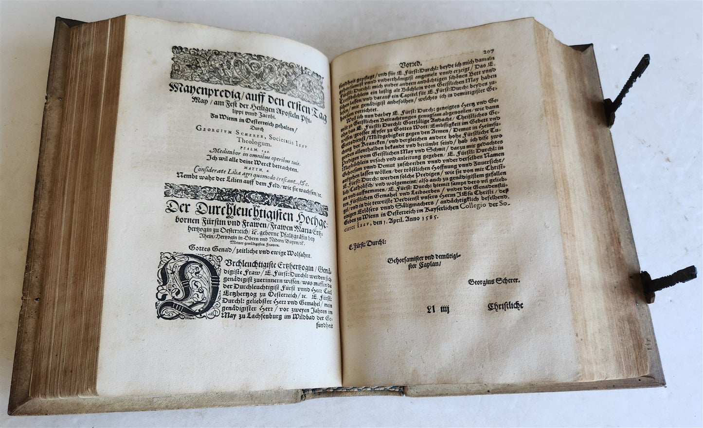 1600 JESUIT PRIEST GEORG SCHERER WRITINGS antique FOLIO pigskin 16th CENTURY