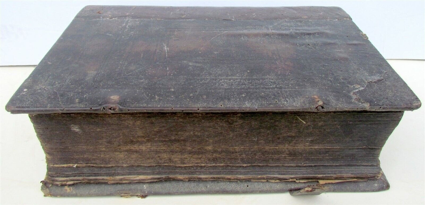 1725 BIBLE ILLUSTRATED LEATHER BOUND MASSIVE FOLIO in GERMAN ANTIQUE BIBLIA