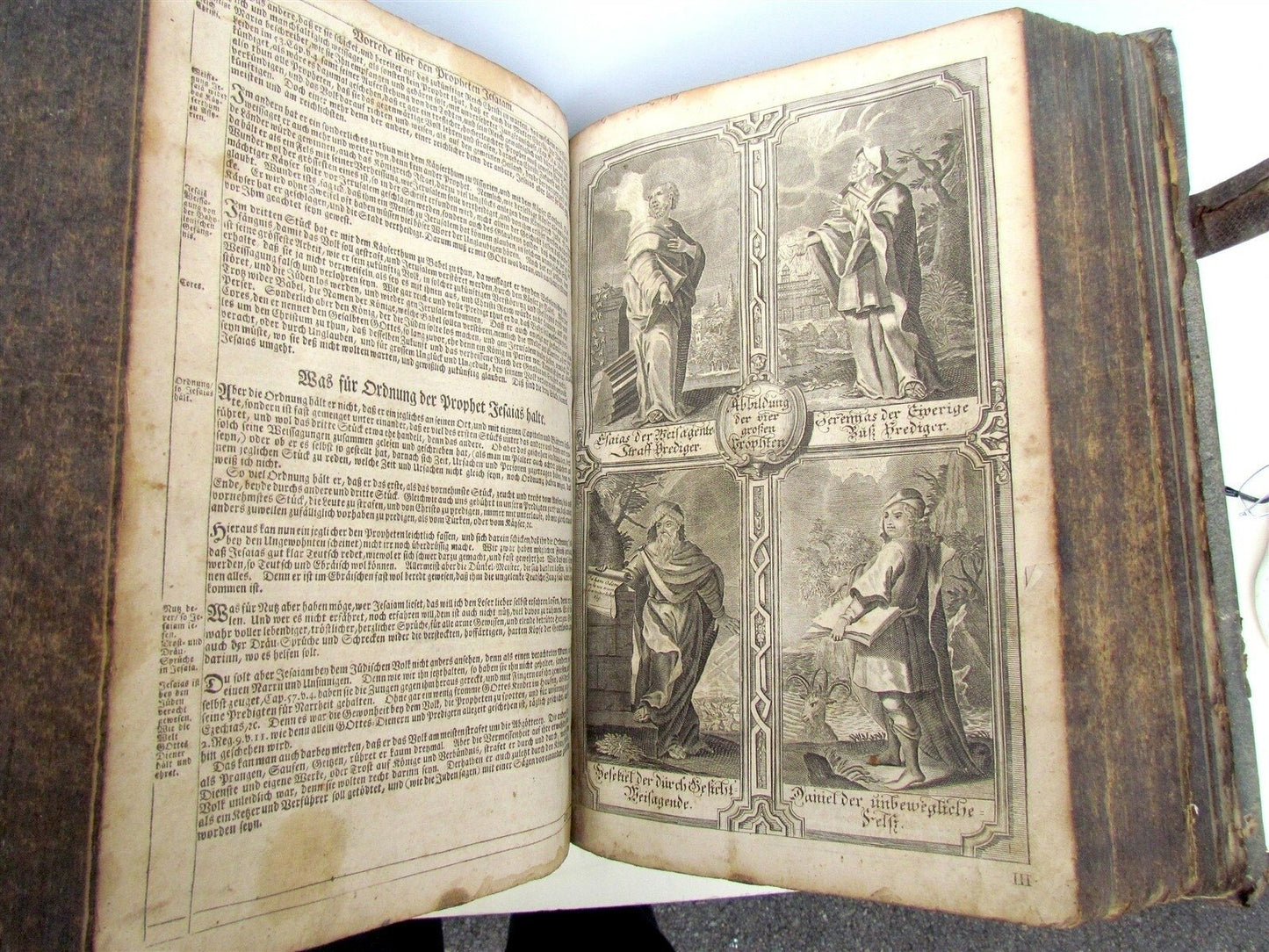 1725 BIBLE ILLUSTRATED LEATHER BOUND MASSIVE FOLIO in GERMAN ANTIQUE BIBLIA