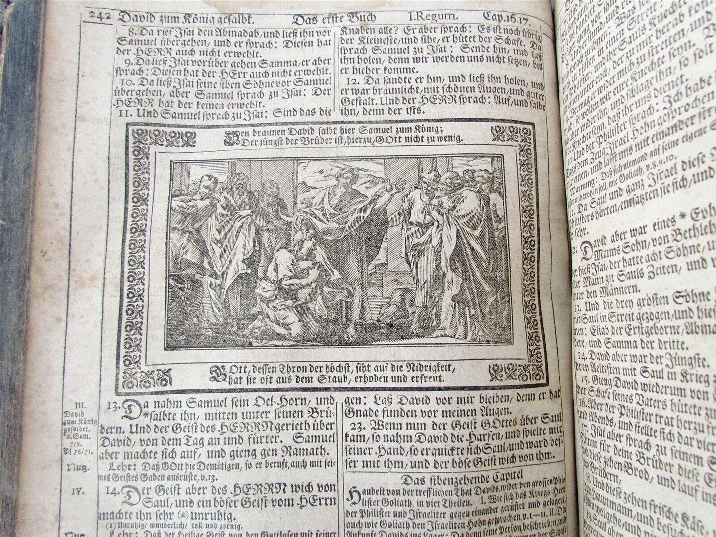 1725 BIBLE ILLUSTRATED LEATHER BOUND MASSIVE FOLIO in GERMAN ANTIQUE BIBLIA