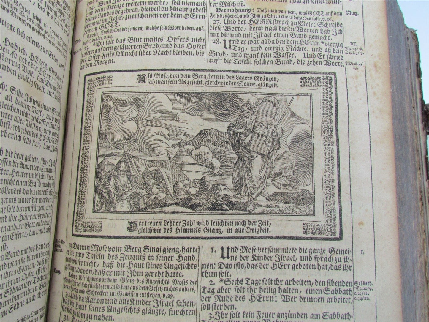1725 BIBLE ILLUSTRATED LEATHER BOUND MASSIVE FOLIO in GERMAN ANTIQUE BIBLIA