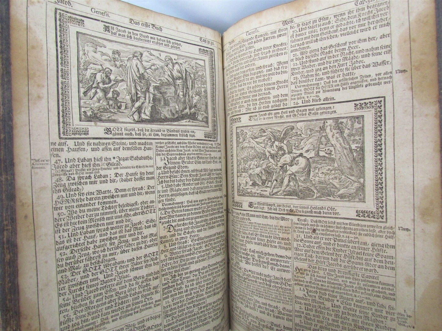 1725 BIBLE ILLUSTRATED LEATHER BOUND MASSIVE FOLIO in GERMAN ANTIQUE BIBLIA