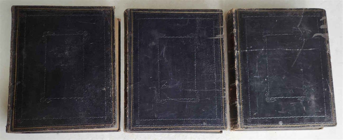 1850 BIBLE in ENGLISH FULLY ILLUSTRATED 3 VOLUMES antique by Rev. Matthew Henry