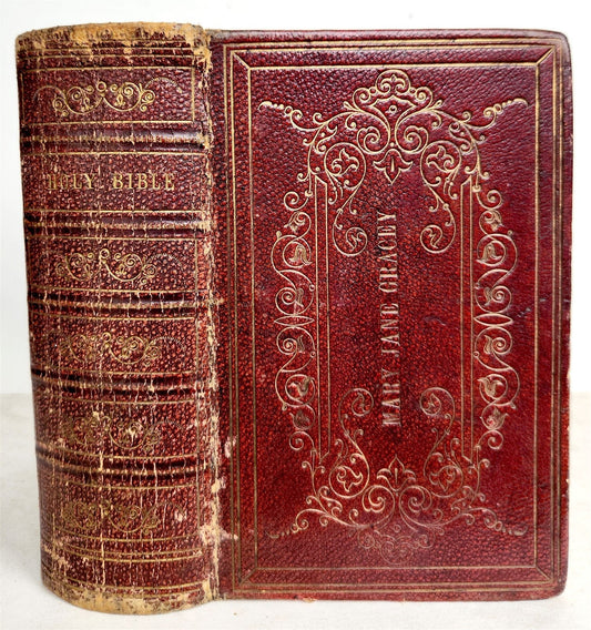 1855 BIBLE in ENGLISH antique AMERICANA personalized cover OLD & NEW TESTAMENT