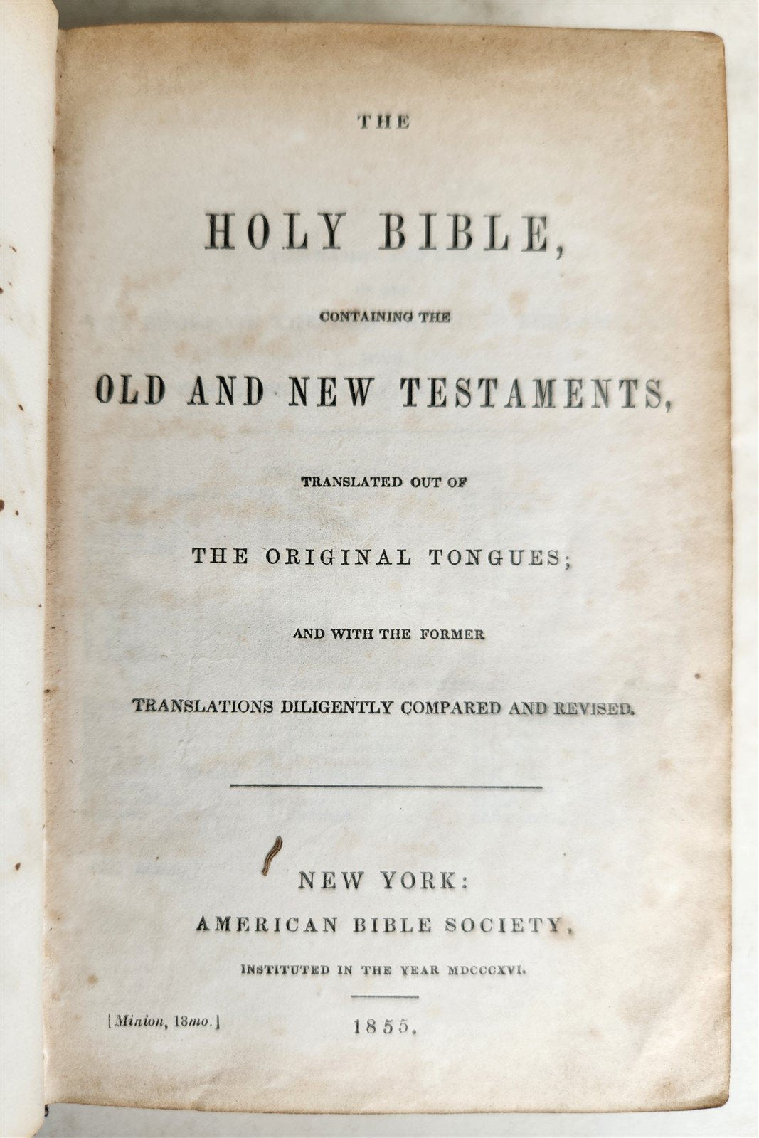 1855 BIBLE in ENGLISH antique AMERICANA personalized cover OLD & NEW TESTAMENT