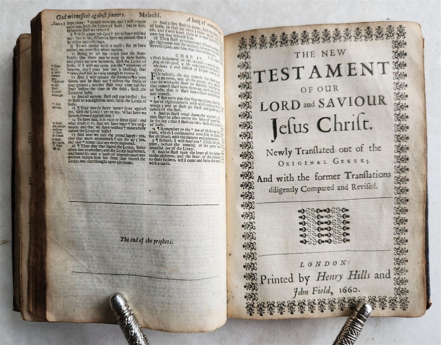 1660 BIBLE in ENGLISH OLD & NEW TESTAMENT by Henry Hills & John Field antique