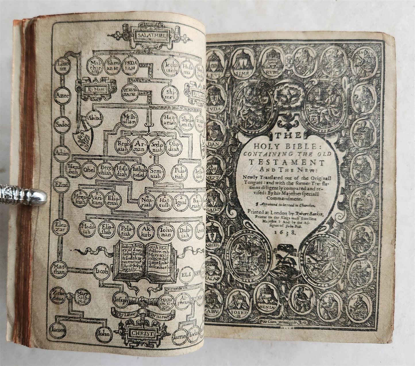 1638 BIBLE in ENGLISH OLD & NEW TESTAMENT by ROBERT BARKER antique w/PSALMS