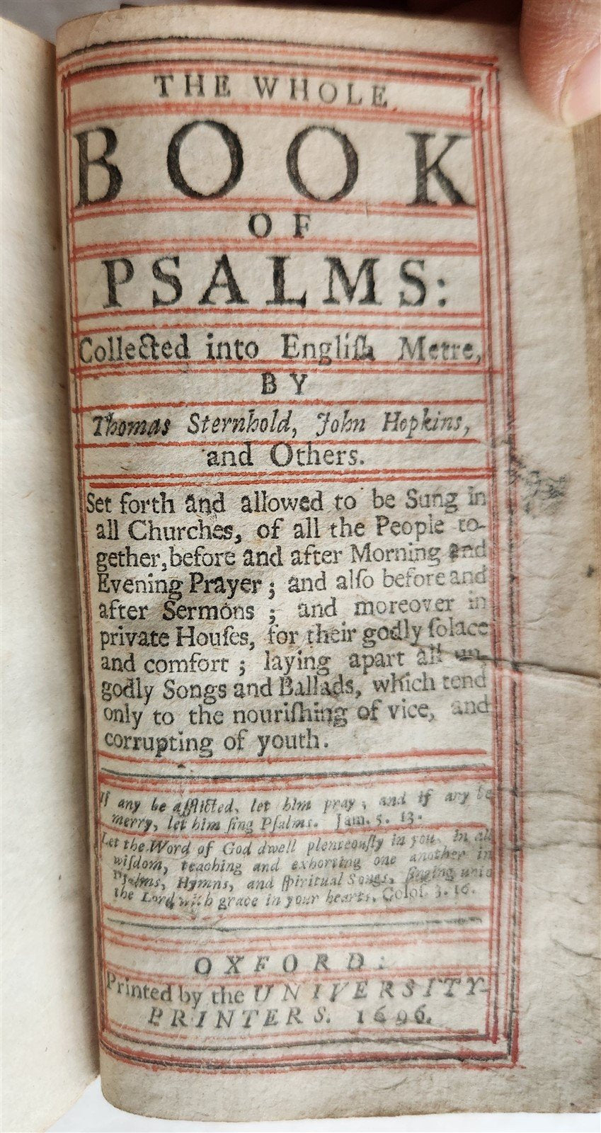 1697 BIBLE in ENGLISH OLD & NEW TESTAMENT antique w/ SILVER DECORATIONS & CLASPS