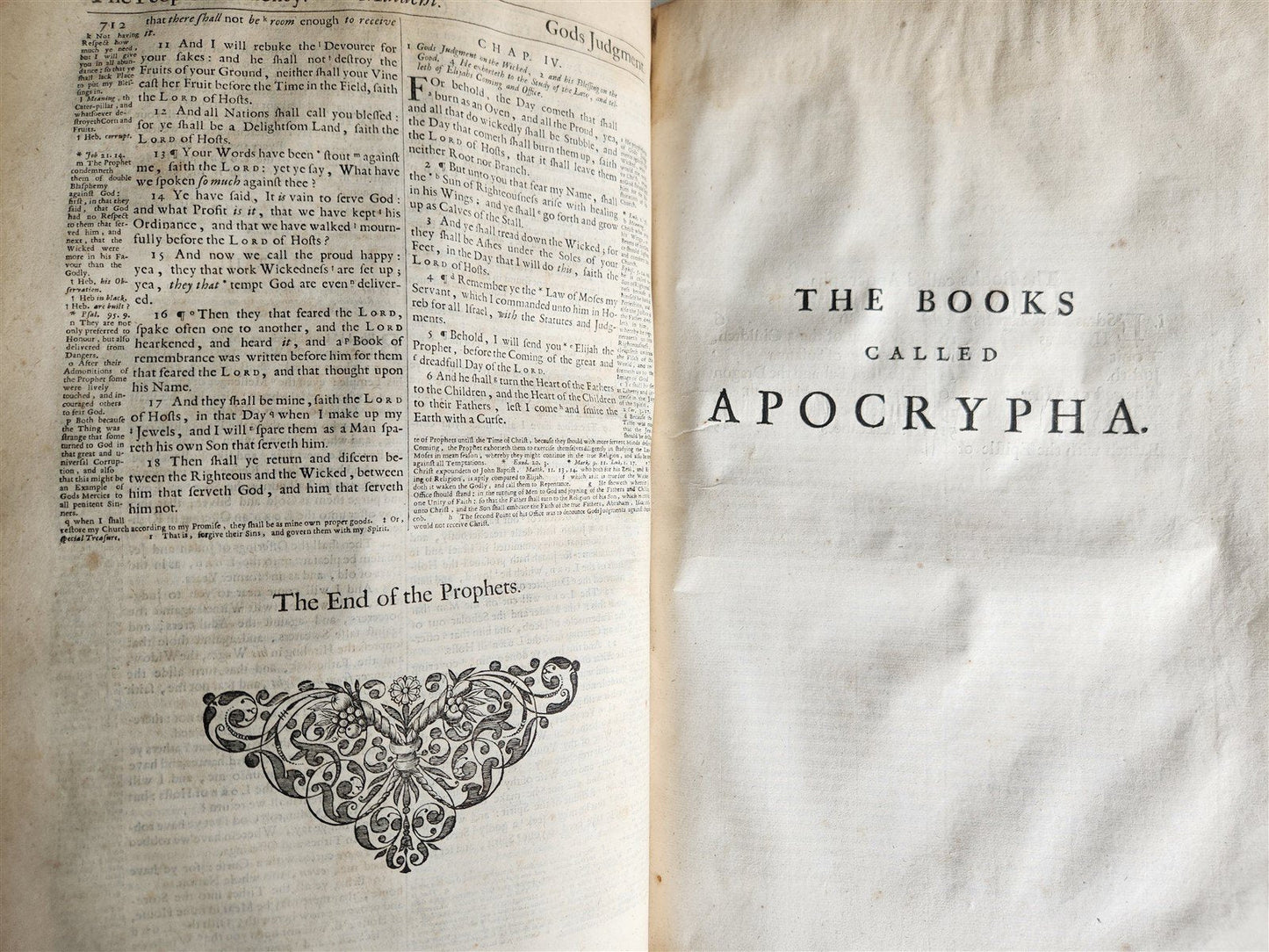 1715 BIBLE in ENGLISH antique ILLUSTRATED w/6 MAPS PIGSKIN FOLIO w/METAL CORNERS