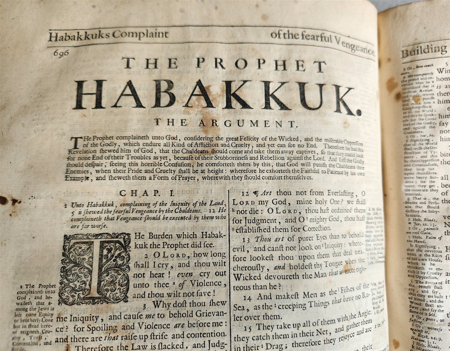 1715 BIBLE in ENGLISH antique ILLUSTRATED w/6 MAPS PIGSKIN FOLIO w/METAL CORNERS