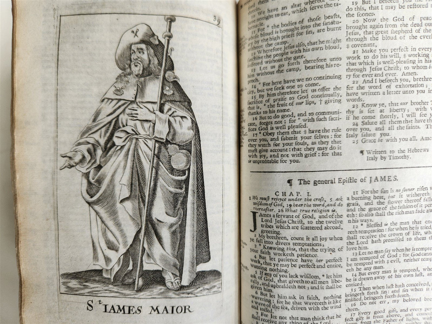 1695 BIBLE in ENGLISH OLD TESTAMENT antique ILLUSTRATED w/ NUMEROUS PLATES