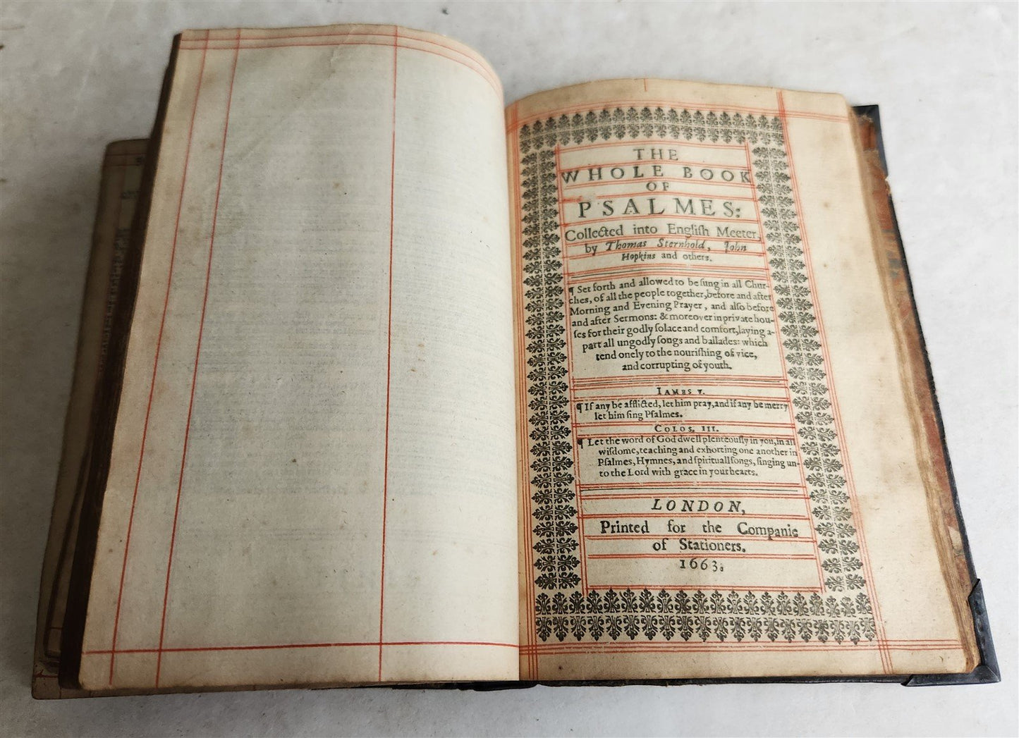 1660 BIBLE in ENGLISH OLD & NEW TESTAMENT antique BINDING w/ SILVER CORNERS