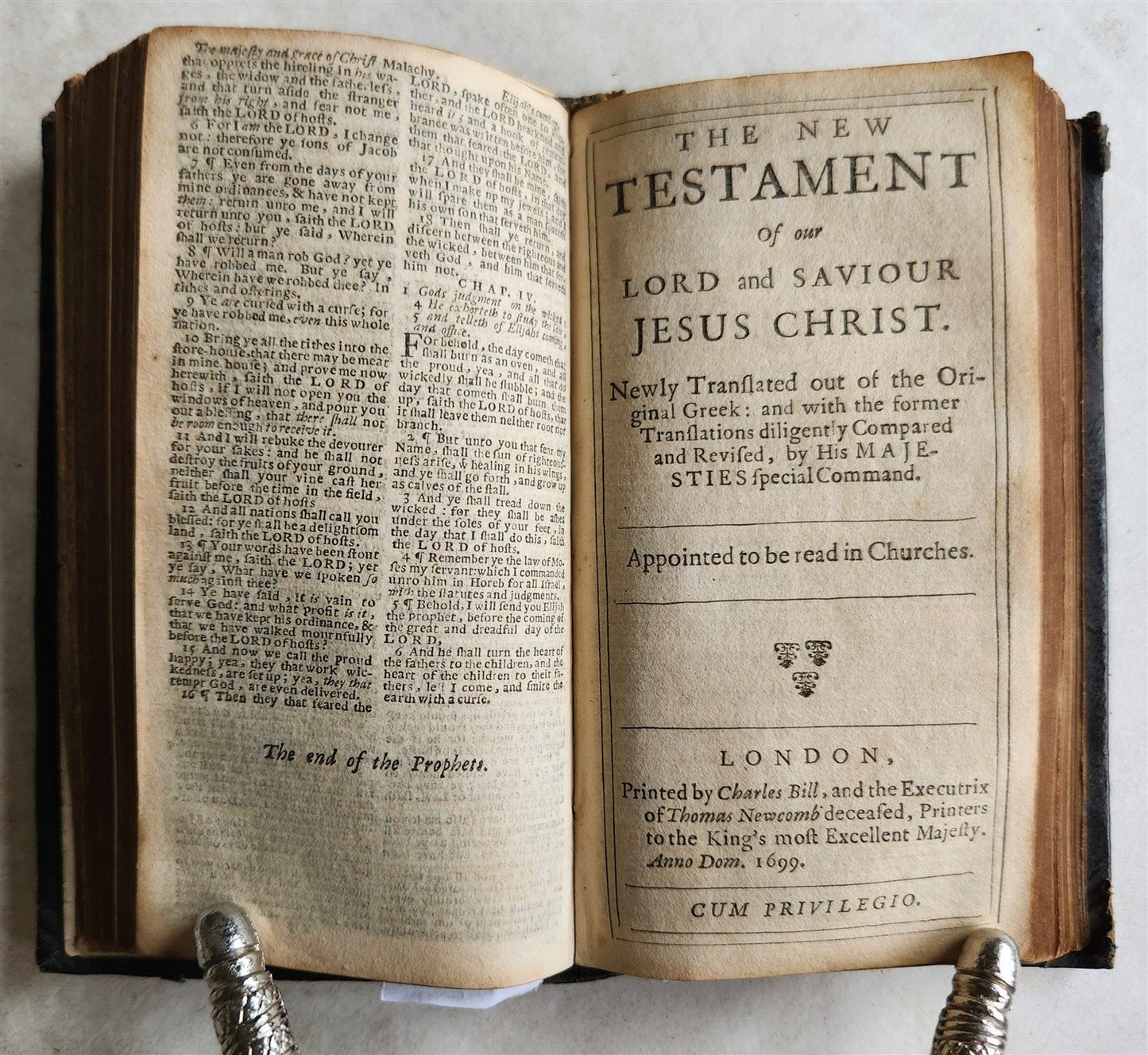 1699 BIBLE in ENGLISH OLD & NEW TESTAMENT antique Vol. II C. Bill & T. Newcomb