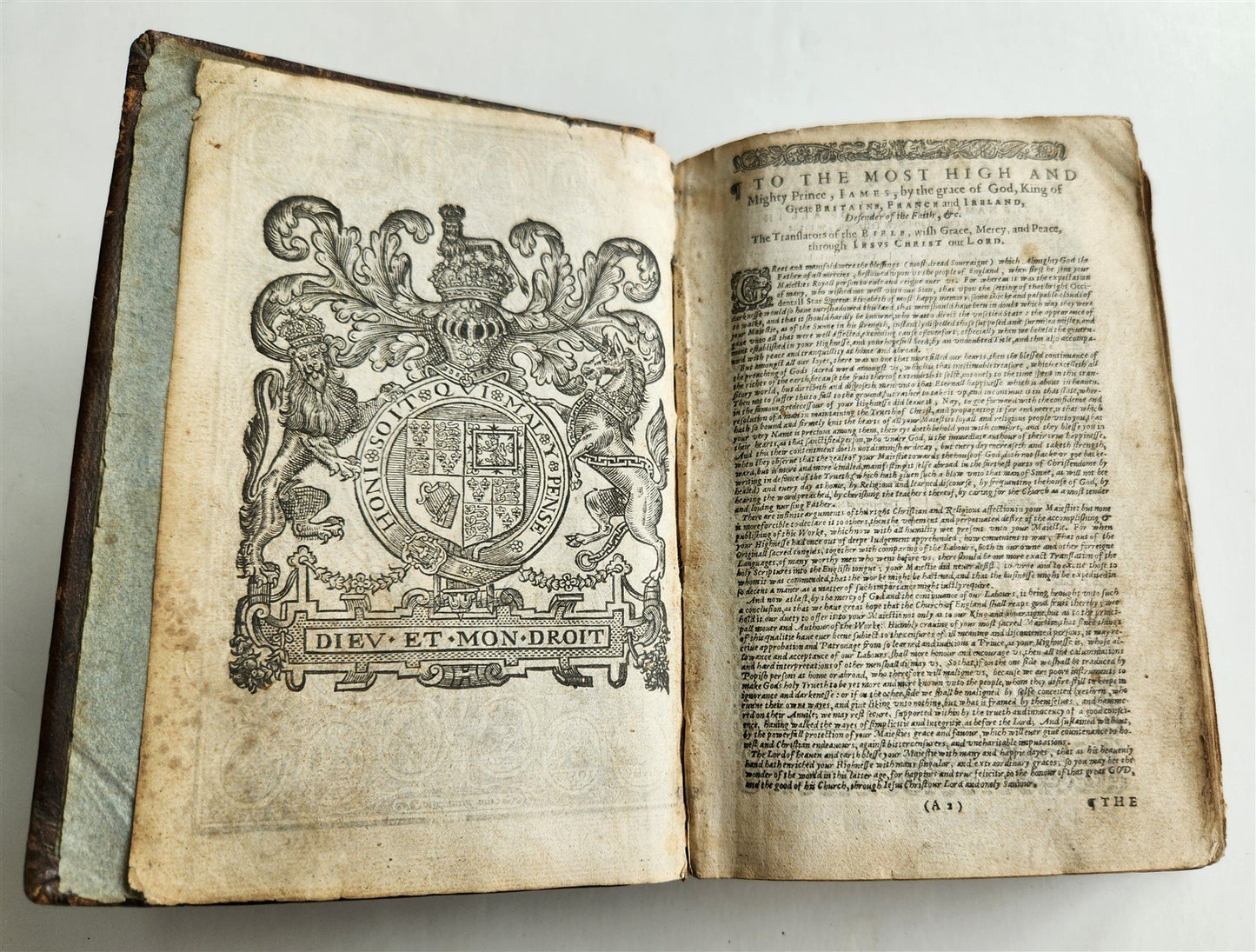 1634 BIBLE in ENGLISH King James antique ORIGINAL BINDING