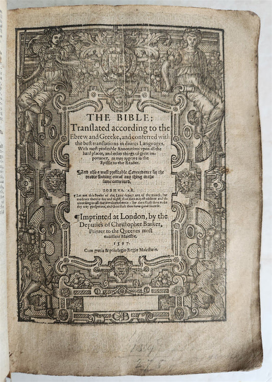 1596 BIBLE in ENGLISH GENEVA BREECHES VERSION antique ORIGINAL BINDING scarce