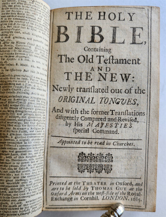 1685 BIBLE ENGLISH antique Old & New Testament w/ Concordance & Psalms