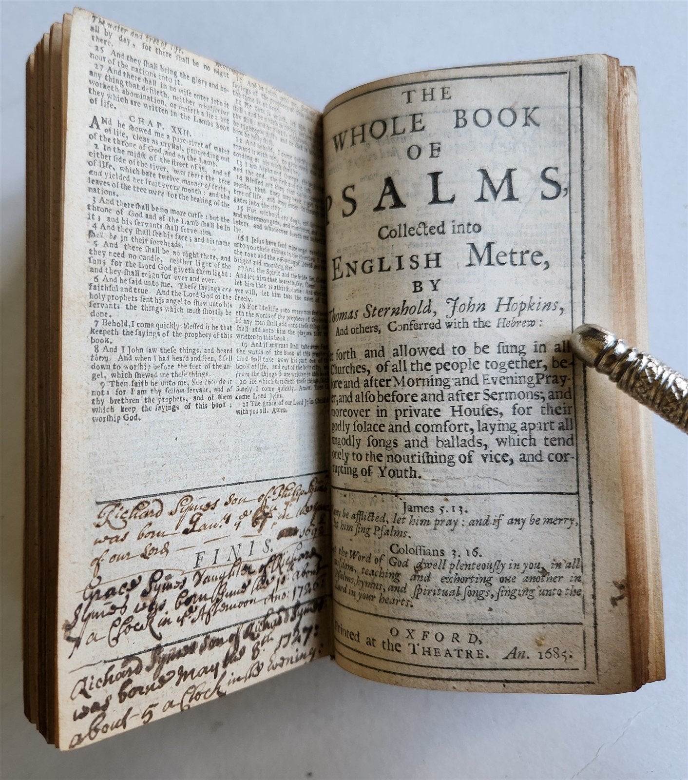 1685 BIBLE ENGLISH antique Old & New Testament w/ Concordance & Psalms