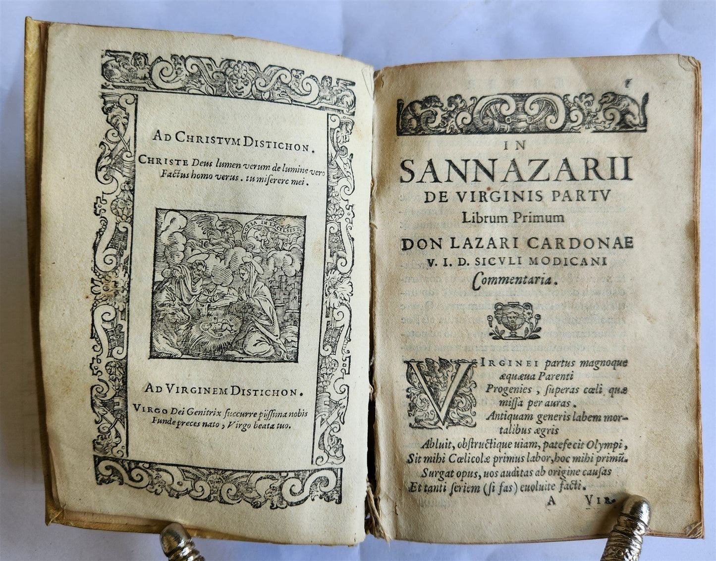 1584 Sannazaro's DE PARTU VIRGINIS POEM Commentary by Lazaro Cardona ANTIQUE