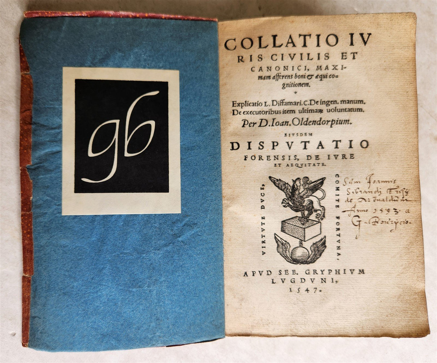 1547 LAW BOOK by D. Ioan. OLDENDORPIUM Collatio Iuris Civis et Canonici antique