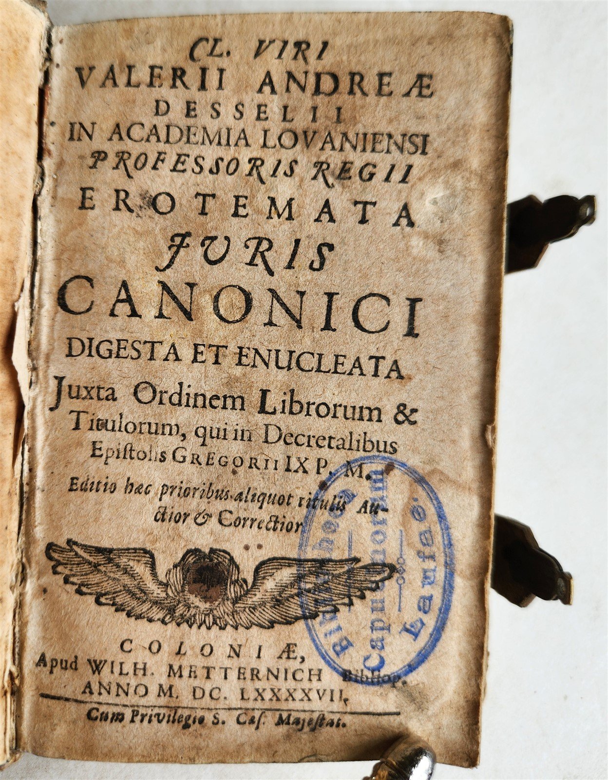 1697 CANON LAW BOOK Erotemata juris canonici. antique by V. ANDREAS