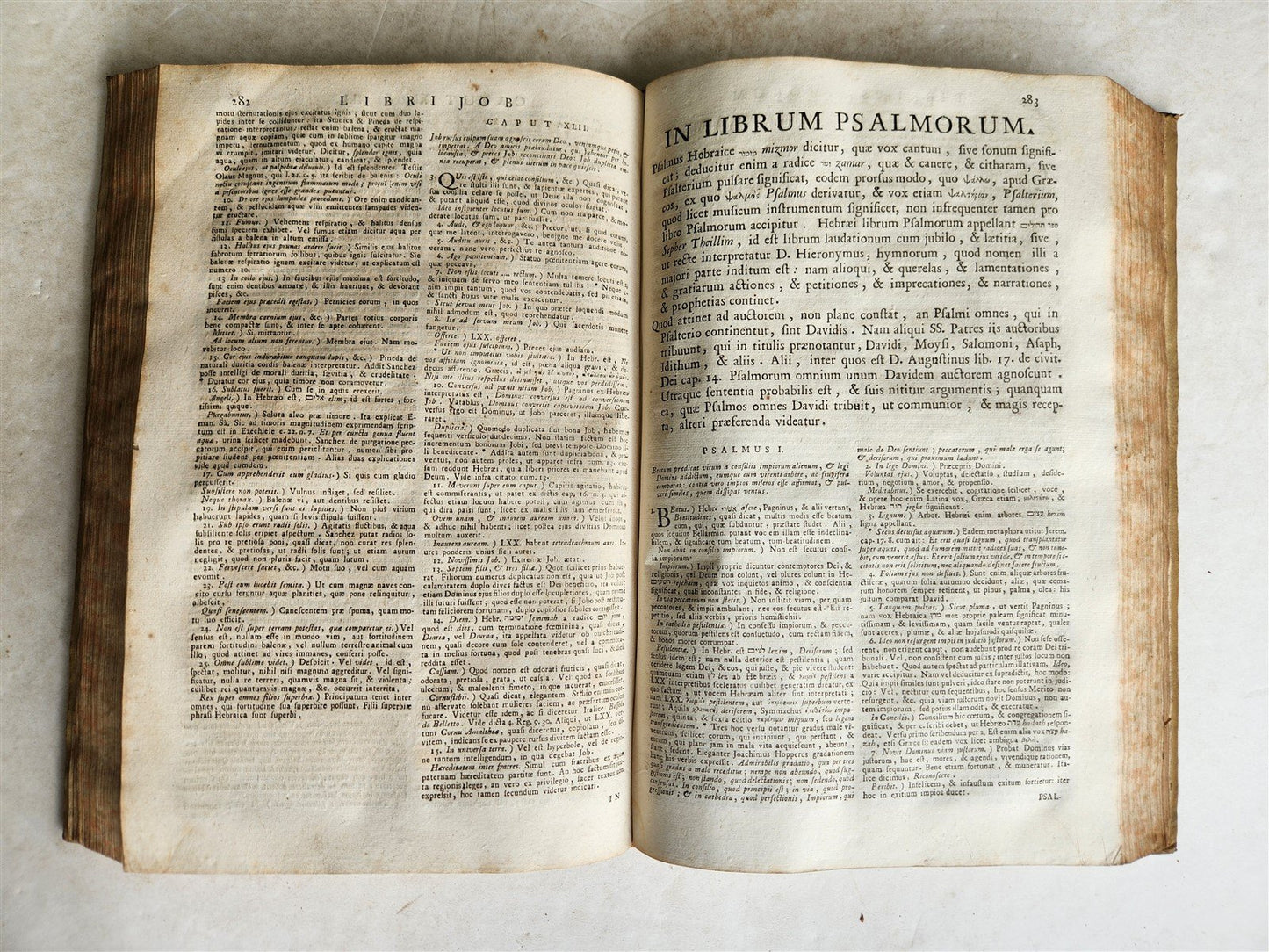1743 BIBLE COMMENTARY Joannis Stephani Menochius in LATIN VELLUM FOLIO antique