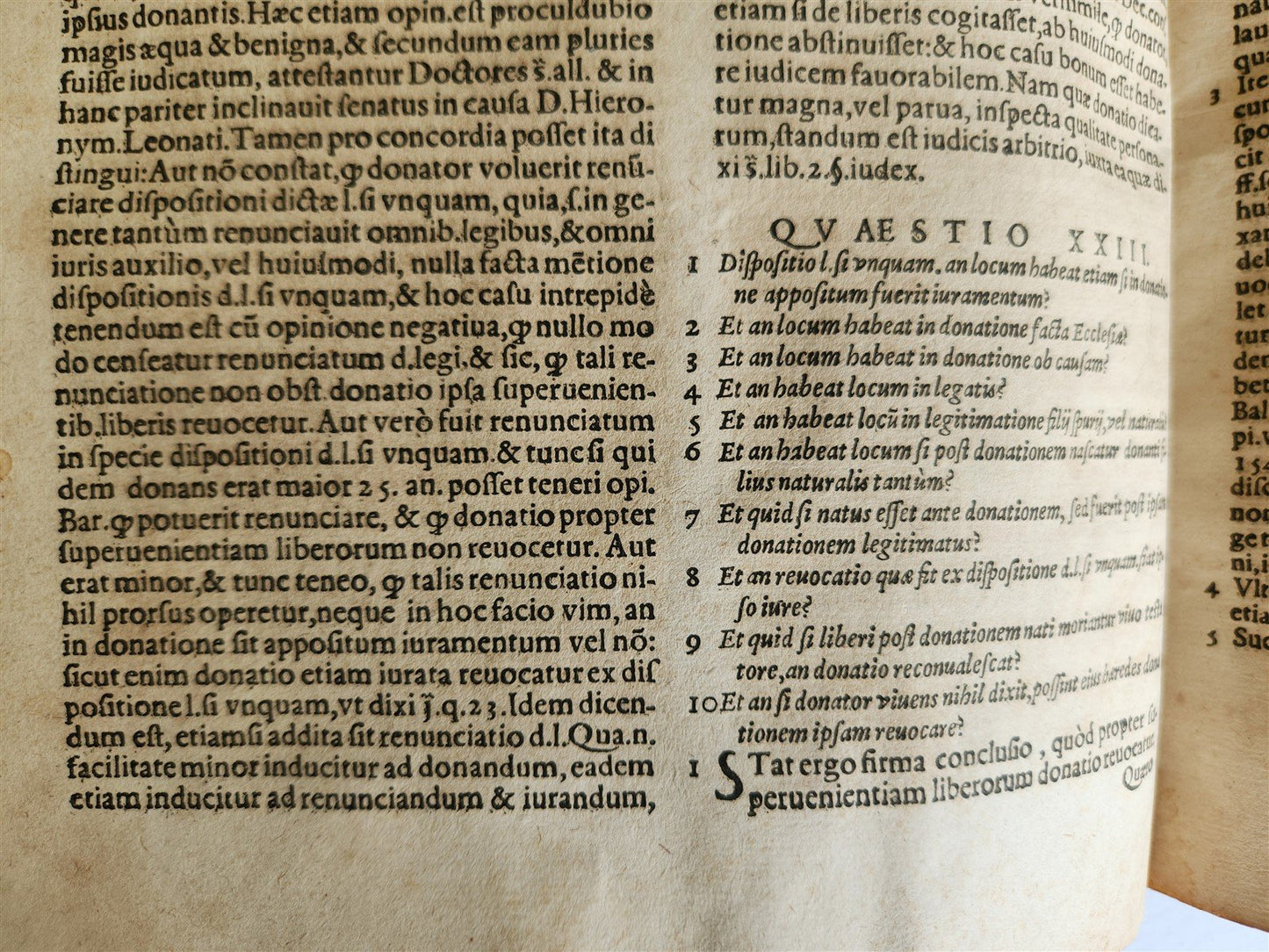 1582 LAW BOOK by CLARO GIULIO antique VELLUM BOUND FOLIO 16th CENTURY