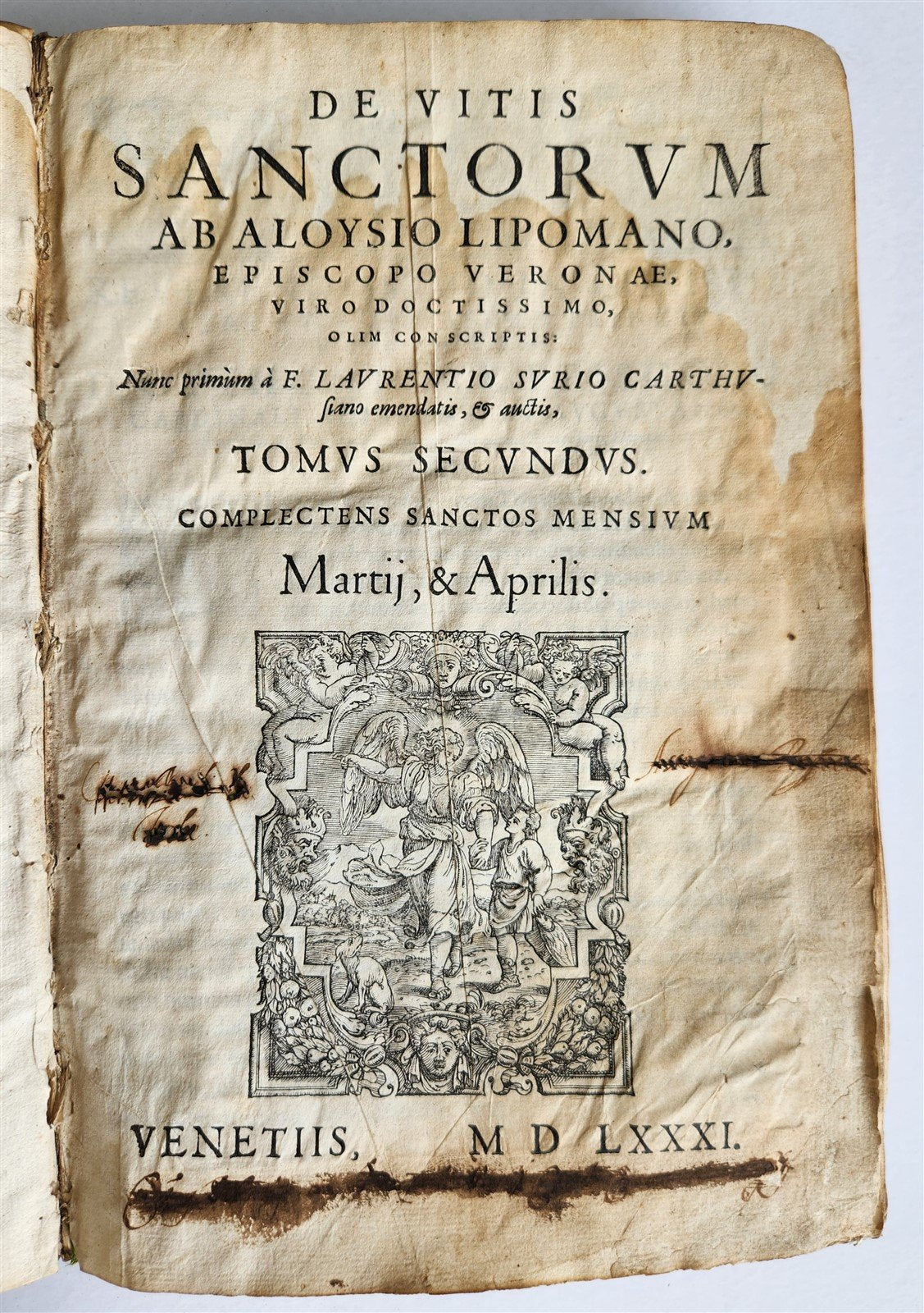 1581 LIVES of SAINTS antique VELLUM FOLIO De vitis sanctorum ab Aloysio Lipomano