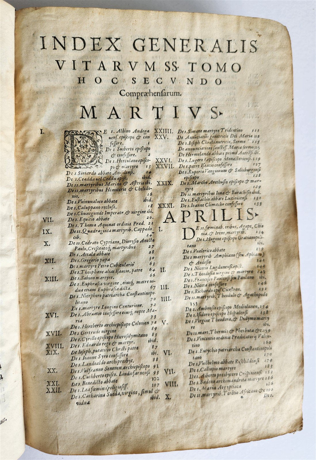 1581 LIVES of SAINTS antique VELLUM FOLIO De vitis sanctorum ab Aloysio Lipomano