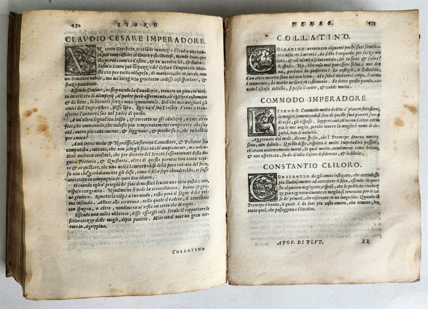 1566 APOPHTHEGMATA by PLUTARCH antique VELLUM BOUND w/ MANUSCRIPT TITLE 16th C.