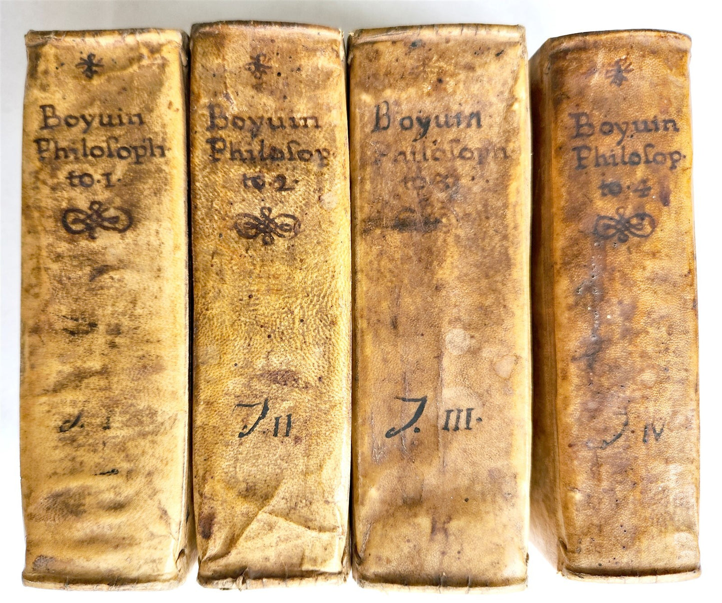 1690 PHILOSOPHIA SCOTI 4 VOLUMES antique VELLUM BOUND