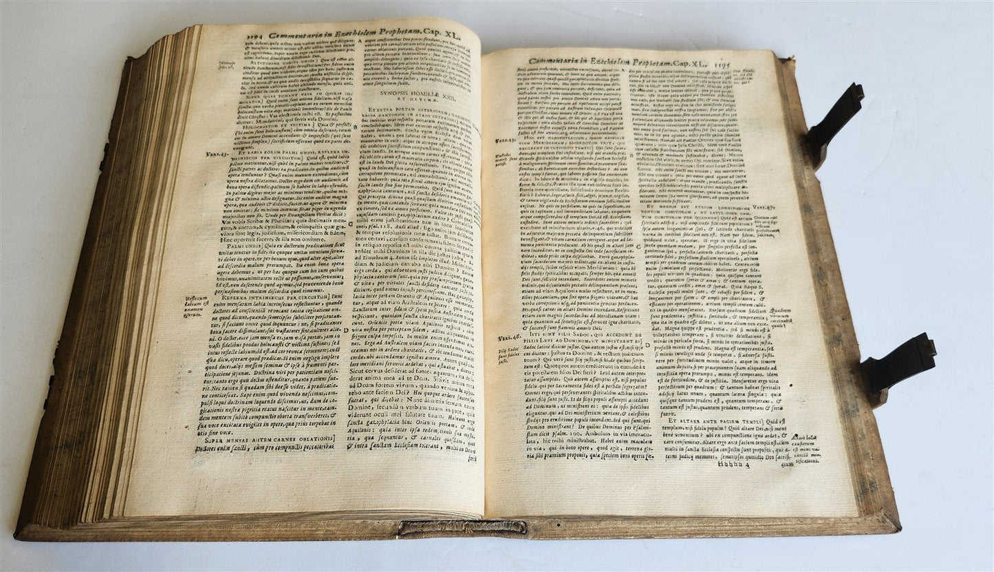 1727 COMMENTARIUS in IEREMIAM PROPHETAM THRENOS et BARUCH PIGSKIN FOLIO antique