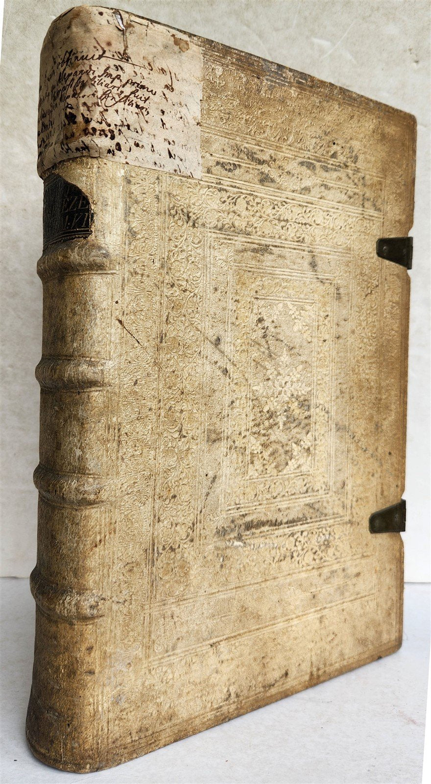 1727 COMMENTARIUS in IEREMIAM PROPHETAM THRENOS et BARUCH PIGSKIN FOLIO antique