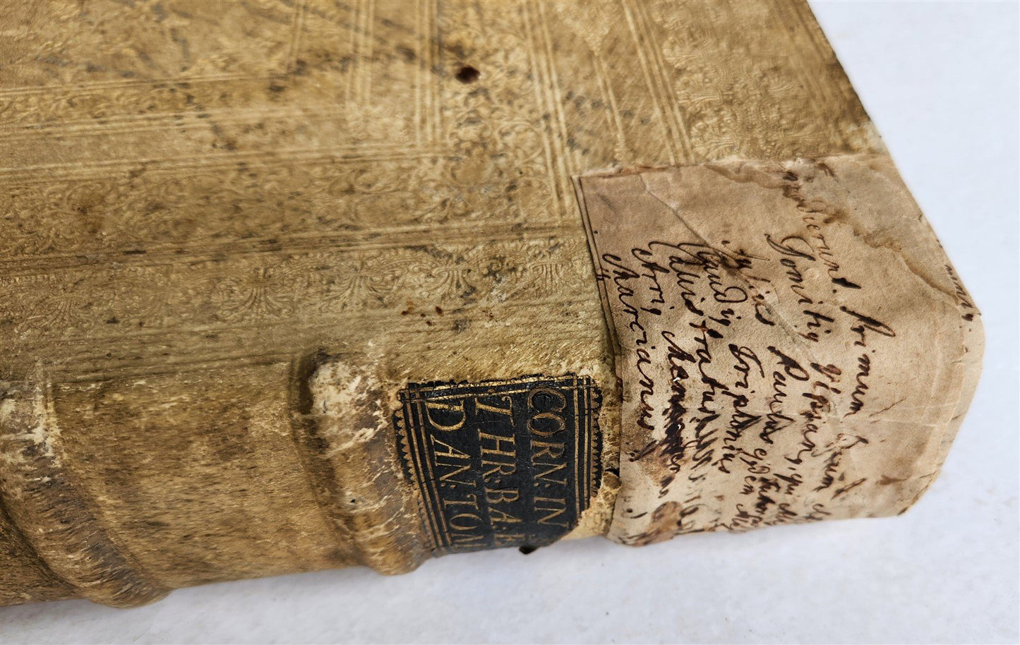 1727 COMMENTARIUS in IEREMIAM PROPHETAM THRENOS et BARUCH PIGSKIN FOLIO antique