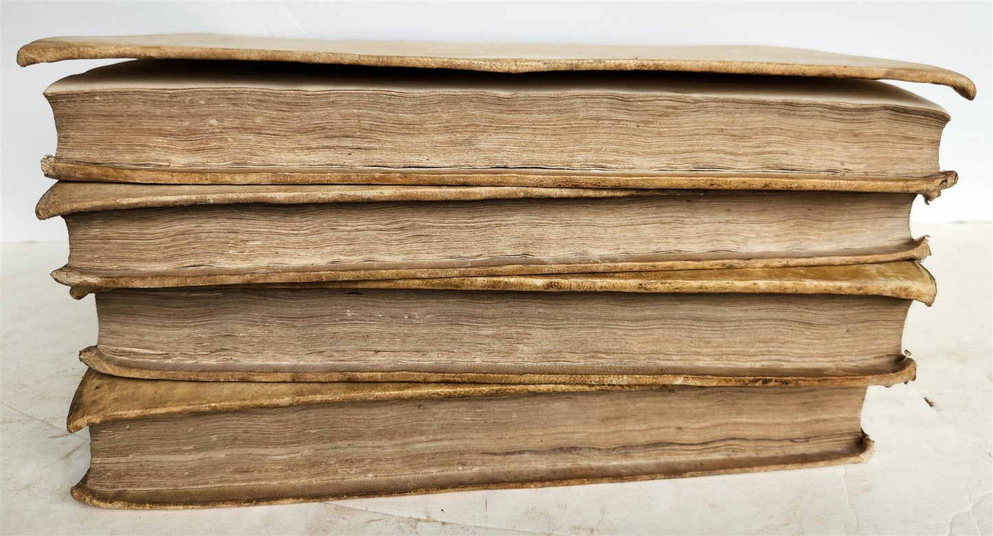 1742 CANON LAW by Anacleto Reiffenstuel 4 FOLIO VELLUM BOUND VOLUMES antique