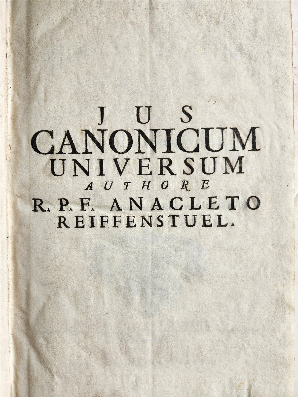 1742 CANON LAW by Anacleto Reiffenstuel 4 FOLIO VELLUM BOUND VOLUMES antique