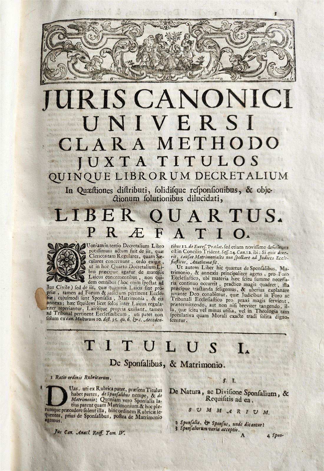 1742 CANON LAW by Anacleto Reiffenstuel 4 FOLIO VELLUM BOUND VOLUMES antique
