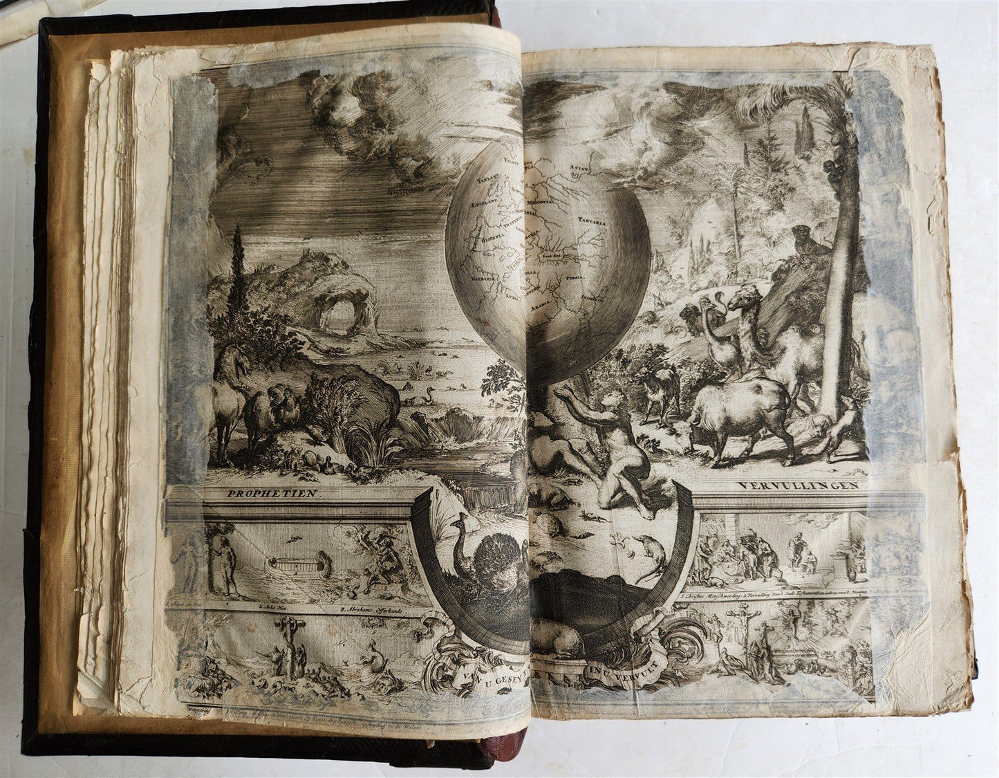 1687 BIBLE in DUTCH MASSIVE FOLIO antique ILLUSTRATED w/ 5 MAPS