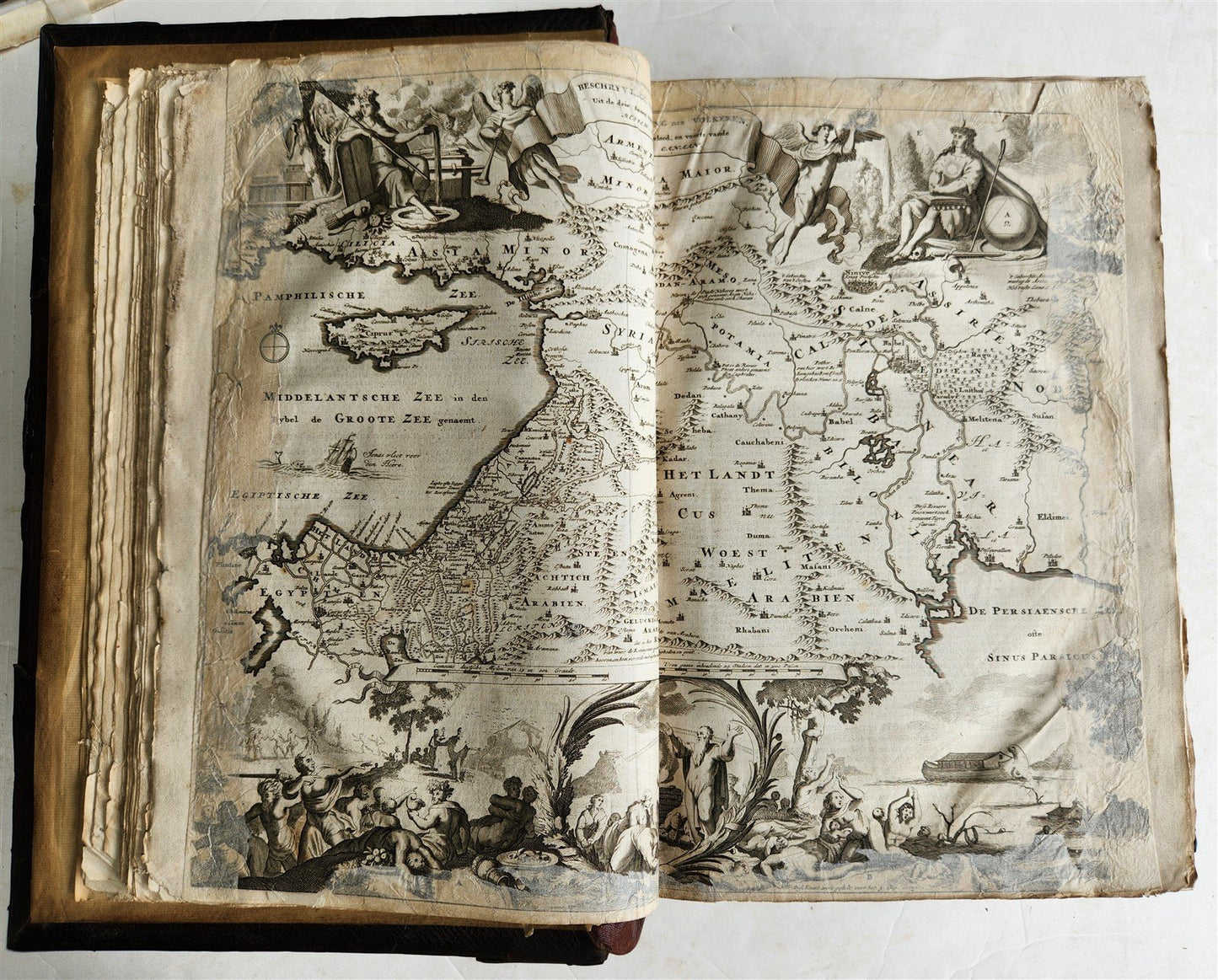 1687 BIBLE in DUTCH MASSIVE FOLIO antique ILLUSTRATED w/ 5 MAPS
