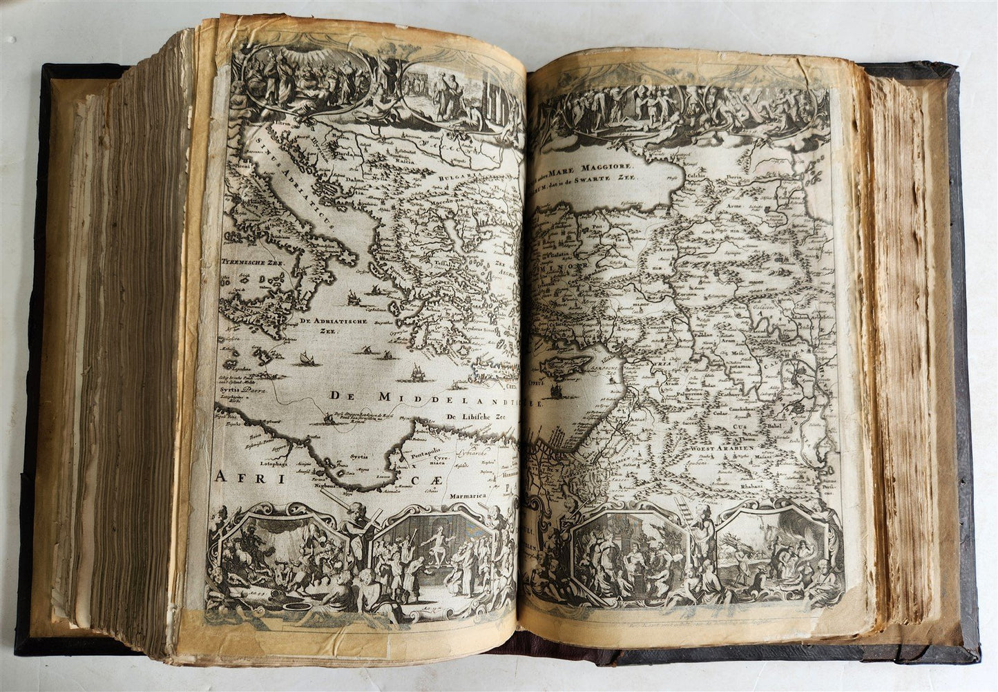 1687 BIBLE in DUTCH MASSIVE FOLIO antique ILLUSTRATED w/ 5 MAPS