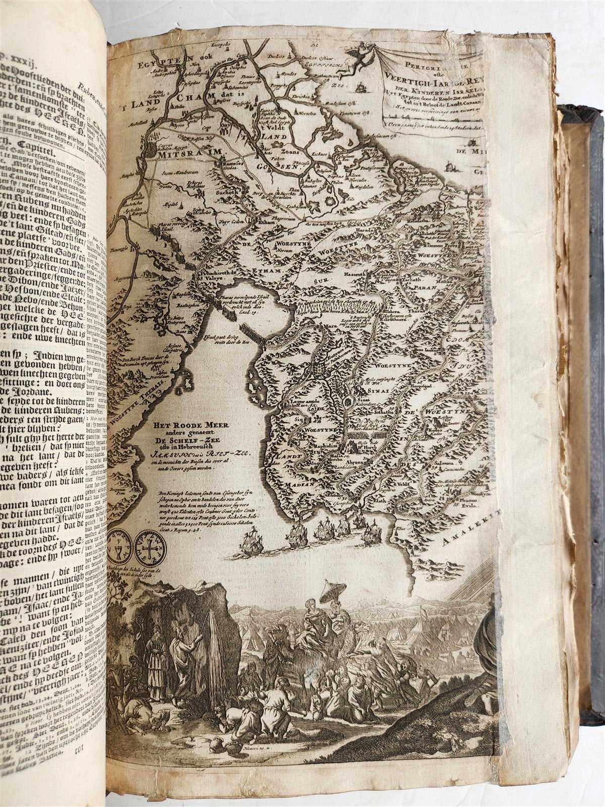 1687 BIBLE in DUTCH MASSIVE FOLIO antique ILLUSTRATED w/ 5 MAPS