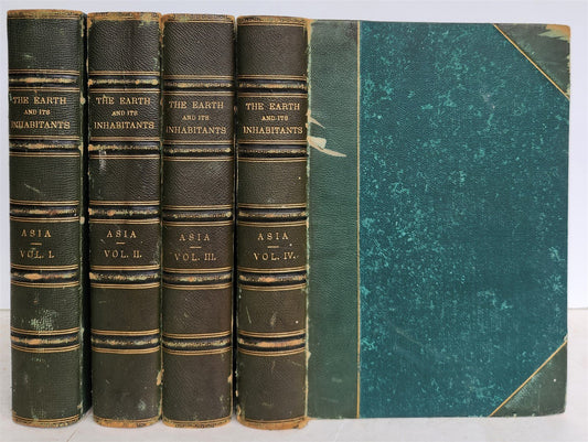 1884-85 EARTH & ITS INHABITANTS ASIA 4 ILLUSTRATED VOLUMES antique