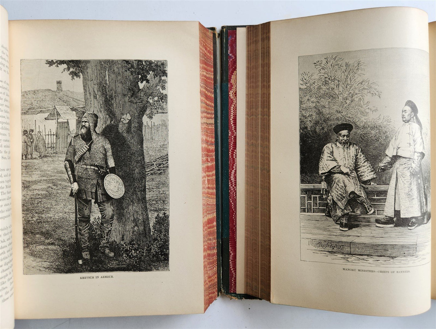 1884-85 EARTH & ITS INHABITANTS ASIA 4 ILLUSTRATED VOLUMES antique