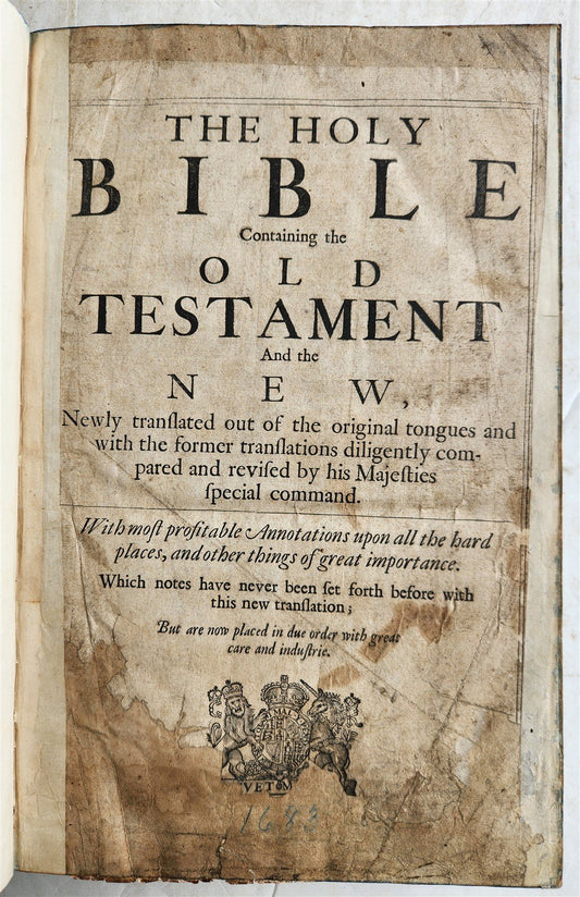 1683 BIBLE in ENGLISH ILLUSTRATED w/ MAPS KING JAMES FOLIO antique