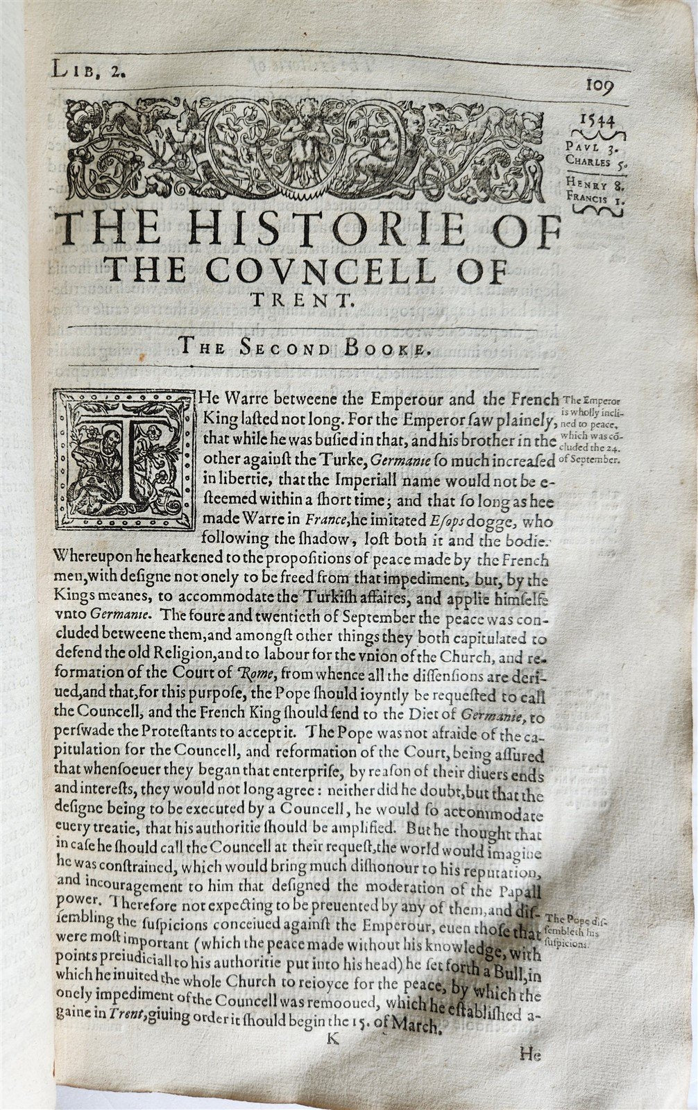 1629 HISTORIE of COUNCIL of TRENT in ENGLISH by N. BRENT FOLIO antique