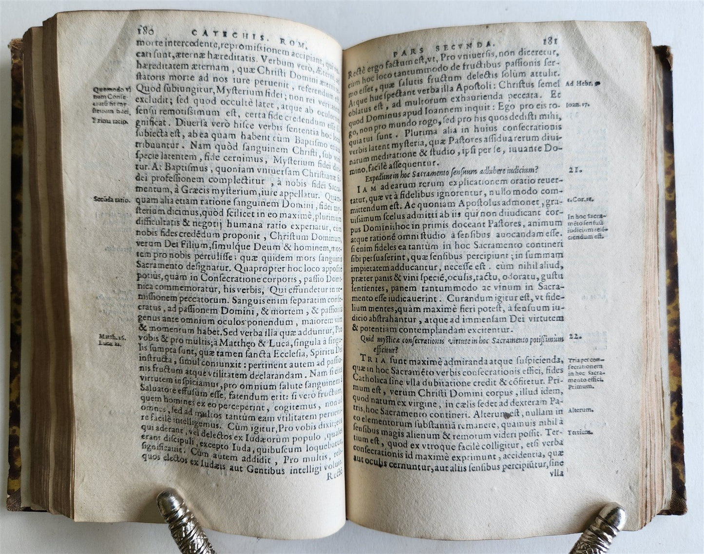 1596 CATECHISMUS ROMANUS by PLANTIN PRESS antique 16th CENTURY