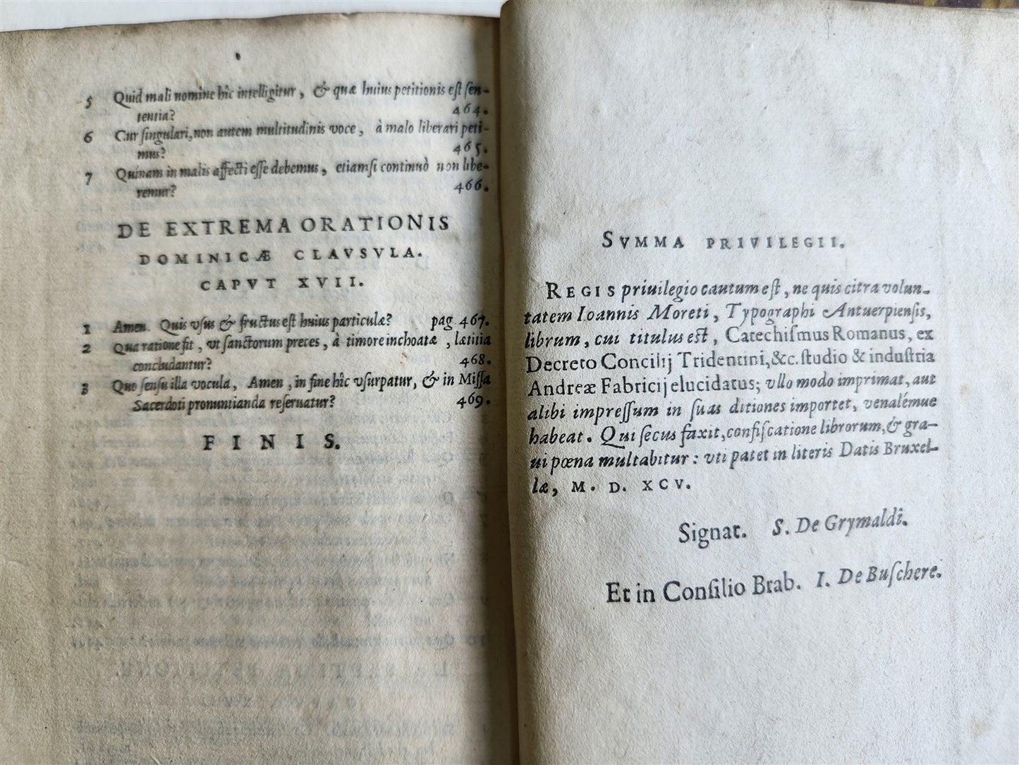 1596 CATECHISMUS ROMANUS by PLANTIN PRESS antique 16th CENTURY