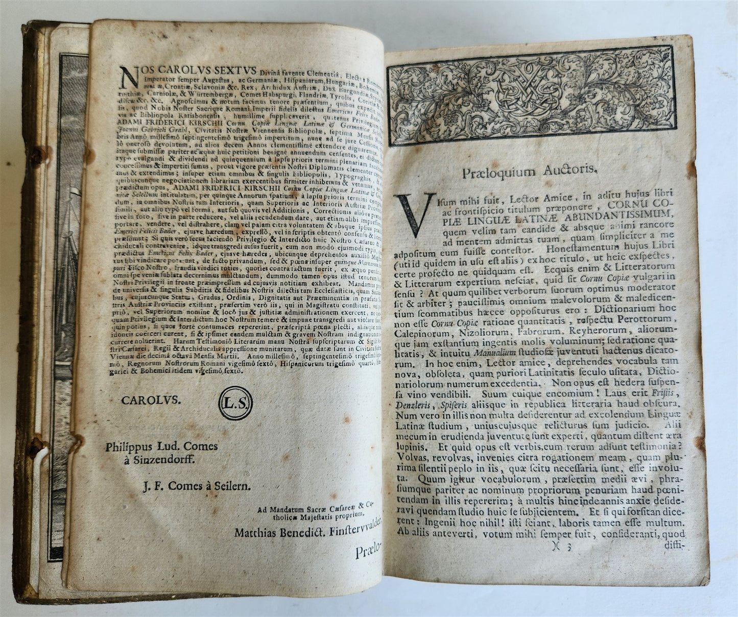 1741 LATIN GERMAN DICTIONARY incl. ANCIENT & MEDIEVAL antique PIGSKIN BINDING