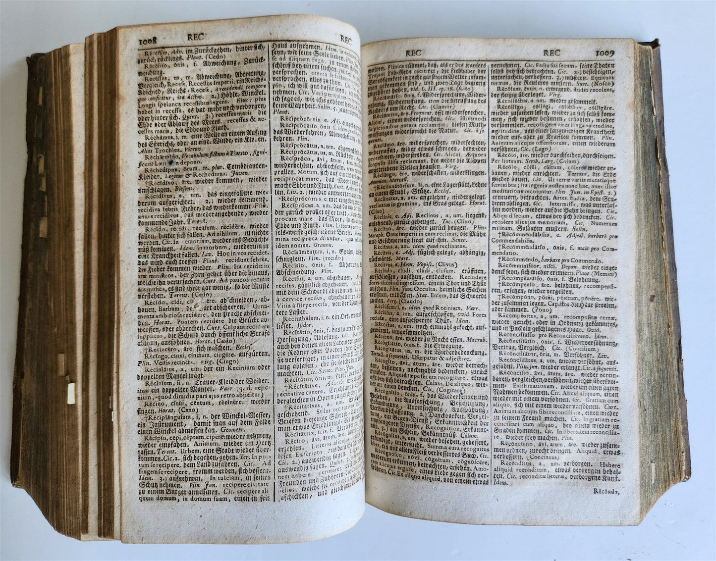 1741 LATIN GERMAN DICTIONARY incl. ANCIENT & MEDIEVAL antique PIGSKIN BINDING