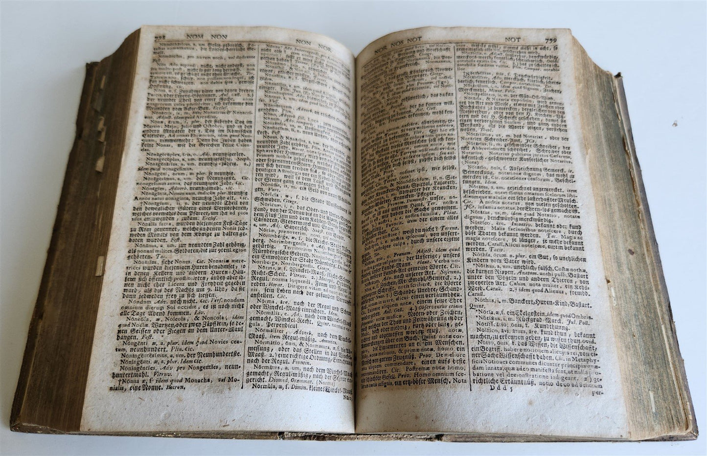 1741 LATIN GERMAN DICTIONARY incl. ANCIENT & MEDIEVAL antique PIGSKIN BINDING