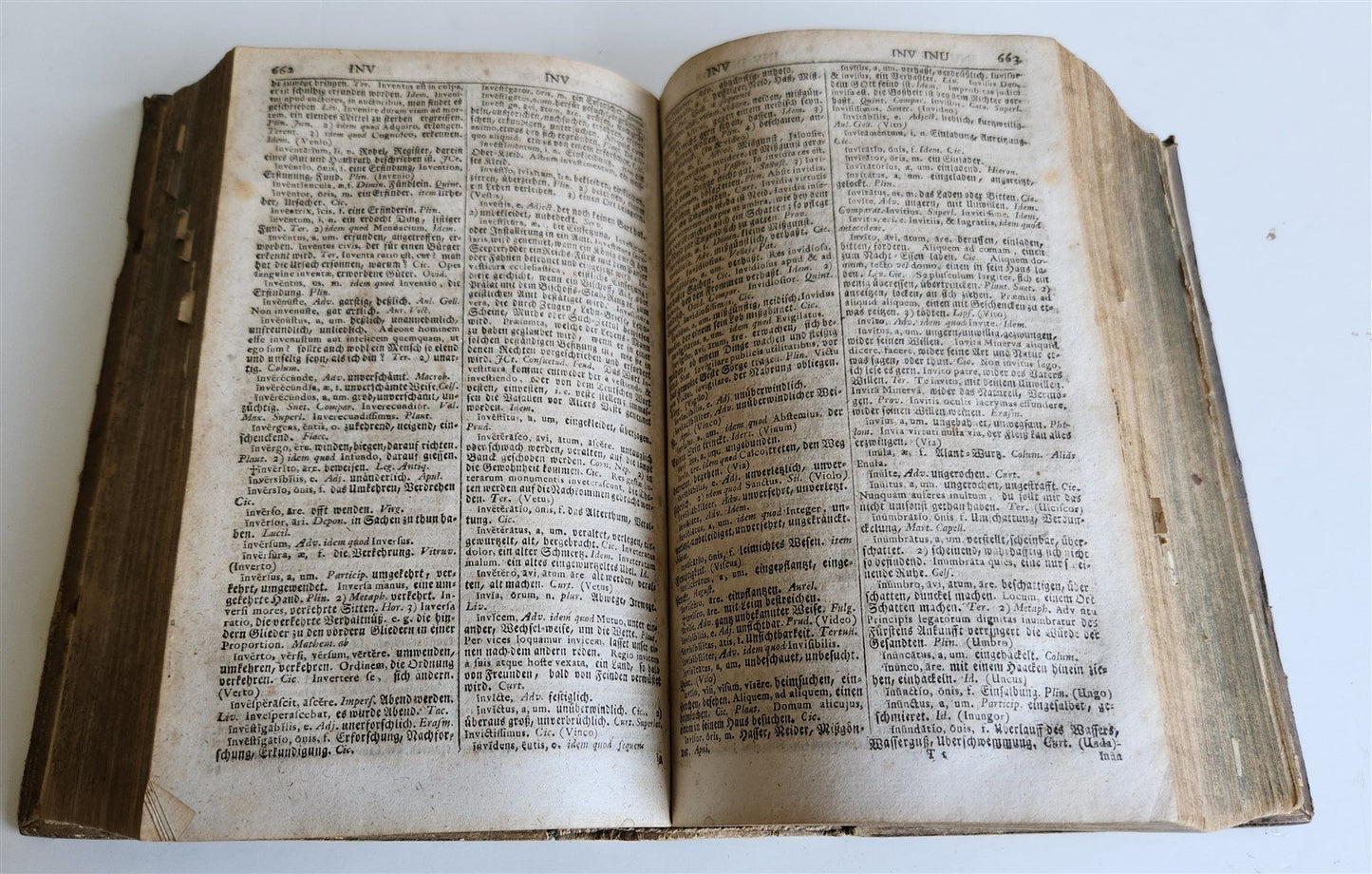 1741 LATIN GERMAN DICTIONARY incl. ANCIENT & MEDIEVAL antique PIGSKIN BINDING